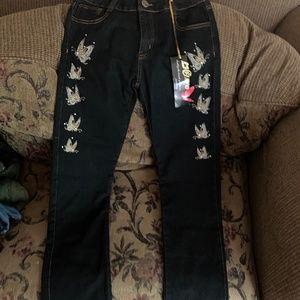 Black butterfly jeans